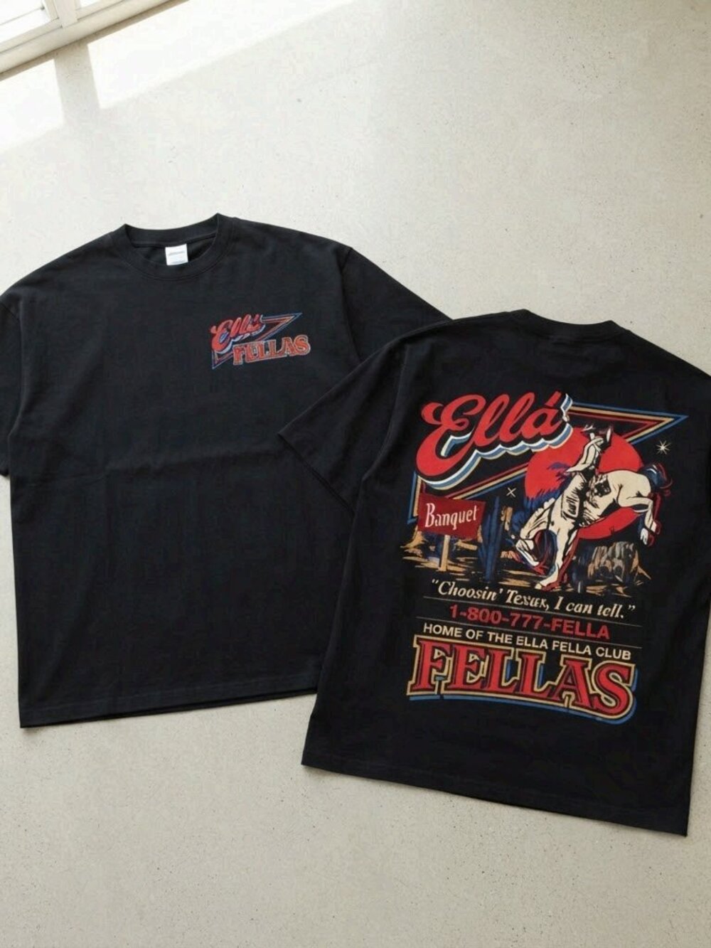 Ella Fella Club Shirt, 1-800-777-FELLA Graphic Tee, Vintage Western Club T-Shirt